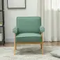 Sillón de Salón Tapizado en PU con Reposabrazos y Marco de Madera de Caucho para Dormitorio Carga 120 kg Verde