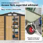 Cobertizo Metálico para Jardín 213x120x166/194 cm con Base Refuerzo Puertas Correderas y Ventilaciones Roble