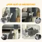 Poste Rascador para Gatos Arañador de Sisal con Cepillo de Auto Acicalado y Bola de Juguete 40x48x85 cm Gris y Crema