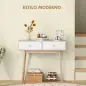 Mesa Consola con 2 Cajones Diseño Moderno en Roble y Blanco para Entrada Salón o Pasillo 86x35x75 cm