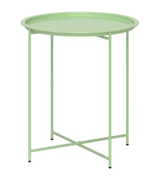 Mesa de Jardín Redonda con Bandeja Extraíble Patas Ajustables y Acabado en Acero para Exterior Ø46x53 cm Verde