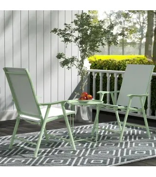 Mesa de Jardín Redonda con Bandeja Extraíble Patas Ajustables y Acabado en Acero para Exterior Ø46x53 cm Verde