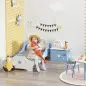 Cama para Niños de +3 Años 143x74x59 cm Cama Infantil de Madera con Estampado con Estrellas Carga 50 kg Azul y Blanco