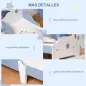 Cama para Niños de +3 Años 143x74x59 cm Cama Infantil de Madera con Estampado con Estrellas Carga 50 kg Azul y Blanco