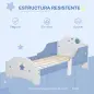 Cama para Niños de +3 Años 143x74x59 cm Cama Infantil de Madera con Estampado con Estrellas Carga 50 kg Azul y Blanco