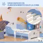 Cama para Niños de +3 Años 143x74x59 cm Cama Infantil de Madera con Estampado con Estrellas Carga 50 kg Azul y Blanco