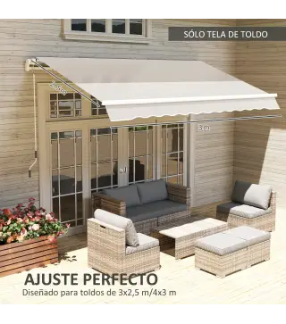 Techo de Repuesto para Toldo 2,8x2,5 m con Protección UV 50+ Impermeable para Patio Terraza Jardín Crema