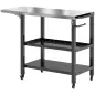 Carrito de Parrilla para Jardín Carro de Servicio con Encimera Estantes Lateral Plegable y Ruedas 116x50x86 cm Negro