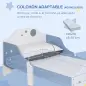 Cama para Niños de +3 Años 143x74x59 cm Cama Infantil de Madera con Estampado con Estrellas Carga 50 kg Azul y Blanco