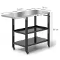 Carrito de Parrilla para Jardín Carro de Servicio con Encimera Estantes Lateral Plegable y Ruedas 116x50x86 cm Negro