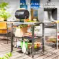 Carrito de Parrilla para Jardín Carro de Servicio con Encimera Estantes Lateral Plegable y Ruedas 116x50x86 cm Negro