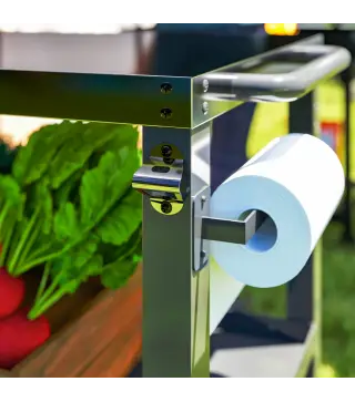 Carrito de Parrilla para Jardín Carro de Servicio con Encimera Estantes Lateral Plegable y Ruedas 116x50x86 cm Negro