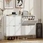 Zapatero Estrecho con 4 Puertas Acanaladas con Estantes Ajustables para 20 Pares de Zapatos 105x24x91,5 cm Blanco Zapatero Estrecho con 4 Puertas Acanaladas con Estantes Ajustables para 20 Pares de Zapatos 105x24x91,5 cm Blanco