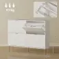 Zapatero Estrecho con 4 Puertas Acanaladas con Estantes Ajustables para 20 Pares de Zapatos 105x24x91,5 cm Blanco Zapatero Estrecho con 4 Puertas Acanaladas con Estantes Ajustables para 20 Pares de Zapatos 105x24x91,5 cm Blanco