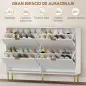 Zapatero Estrecho con 4 Puertas Acanaladas con Estantes Ajustables para 20 Pares de Zapatos 105x24x91,5 cm Blanco Zapatero Estrecho con 4 Puertas Acanaladas con Estantes Ajustables para 20 Pares de Zapatos 105x24x91,5 cm Blanco