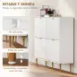 Zapatero Estrecho con 4 Puertas Acanaladas con Estantes Ajustables para 20 Pares de Zapatos 105x24x91,5 cm Blanco Zapatero Estrecho con 4 Puertas Acanaladas con Estantes Ajustables para 20 Pares de Zapatos 105x24x91,5 cm Blanco