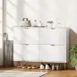 Zapatero Estrecho con 4 Puertas Acanaladas con Estantes Ajustables para 20 Pares de Zapatos 105x24x91,5 cm Blanco