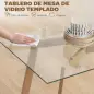 Mesa de Comedor Rectangular Moderna para 6 Personas Superficie de Vidrio Templado 150x75x76 cm Transparente