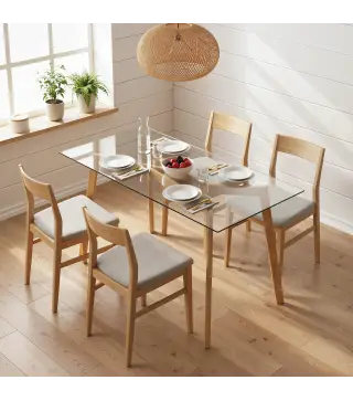 Mesa de Comedor Rectangular Moderna para 6 Personas Superficie de Vidrio Templado 150x75x76 cm Transparente
