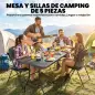 Conjunto de Camping Plegable de 5 Piezas Mesa Plegable Camping con Sillas Tapa Impermeable HDPE y Marco de Metal