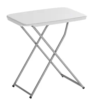 Mesa Plegable Camping Portátil con Altura Ajustable en 5 Niveles Encimera de HDPE y Marco Metálico 75x50x73,5 cm Blanco