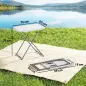 Mesa Plegable Camping Portátil con Altura Ajustable en 5 Niveles Encimera de HDPE y Marco Metálico 75x50x73,5 cm Blanco