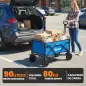 Carro de Jardín Plegable con Ruedas Bloqueables Mango Ajustable Portavasos Carga 80 kg para Campaña 85x50x99 cm Azul