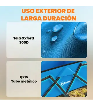 Carro de Jardín Plegable con Ruedas Bloqueables Mango Ajustable Portavasos Carga 80 kg para Campaña 85x50x99 cm Azul