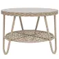 Mesa de Jardín Exterior de Ratán Mesita Auxiliar de Jardín con Estante Tablero de Vidrio Templado 65x65x50 cm Amarillo Mesa de Jardín Exterior de Ratán Mesita Auxiliar de Jardín con Estante Tablero de Vidrio Templado 65x65x50 cm Amarillo