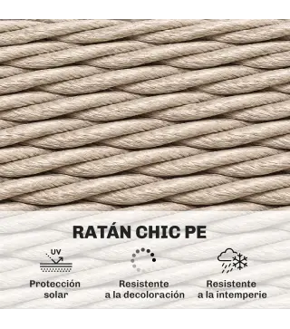 Mesa de Jardín Exterior de Ratán Mesita Auxiliar de Jardín con Estante Tablero de Vidrio Templado 65x65x50 cm Amarillo