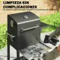 Barbacoa de Carbón Portátil con Parrilla de Acero Inoxidable Estante Lateral Termómetro Bandeja y Ruedas Negro