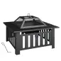 Brasero Exterior de Acero Cuadrado 67x67x47 cm Brasero Exterior Jardín con Atizador Tapa de Malla para Fiesta Negro Brasero Exterior de Acero Cuadrado 67x67x47 cm Brasero Exterior Jardín con Atizador Tapa de Malla para Fiesta Negro