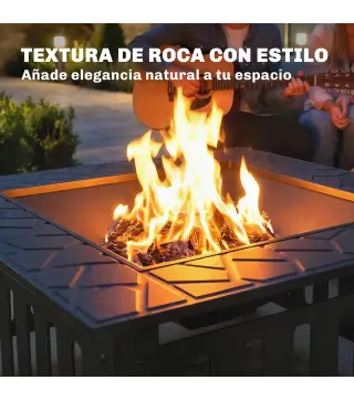 Brasero Exterior de Acero Cuadrado 67x67x47 cm Brasero Exterior Jardín con Atizador Tapa de Malla para Fiesta Negro