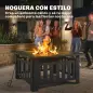 Brasero Exterior de Acero Cuadrado 67x67x47 cm Brasero Exterior Jardín con Atizador Tapa de Malla para Fiesta Negro Brasero Exterior de Acero Cuadrado 67x67x47 cm Brasero Exterior Jardín con Atizador Tapa de Malla para Fiesta Negro