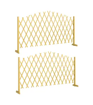 Set de 2 Paneles de Vallas de Jardín Exterior Extensibles de Madera para Decoración Terraza 180x30x103 cm Natural