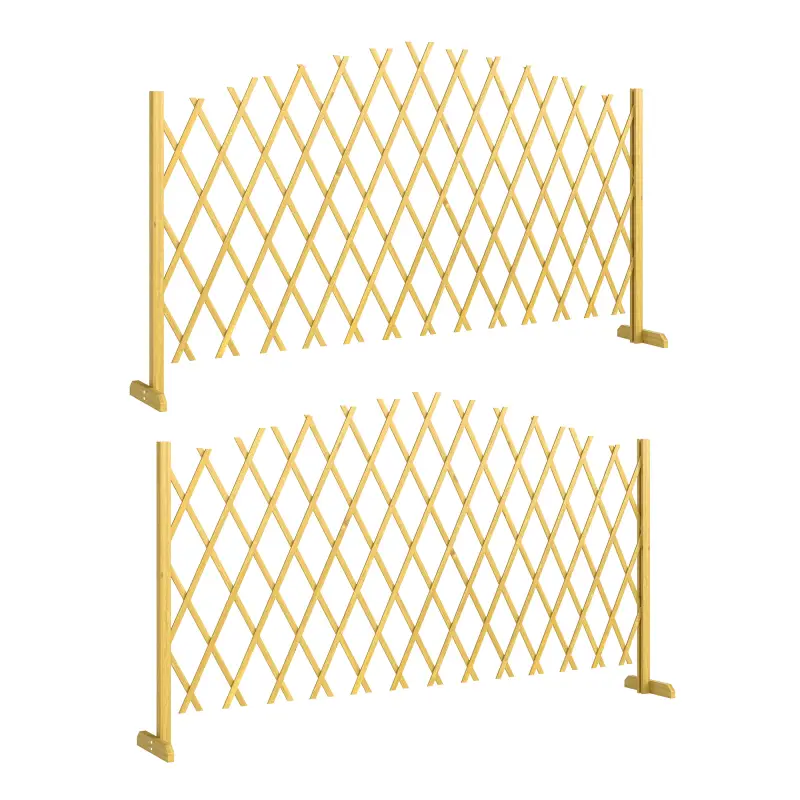 Set de 2 Paneles de Vallas de Jardín Exterior Extensibles de Madera para Decoración Terraza 180x30x103 cm Natural