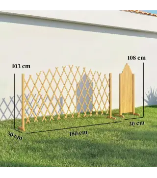 Set de 2 Paneles de Vallas de Jardín Exterior Extensibles de Madera para Decoración Terraza 180x30x103 cm Natural