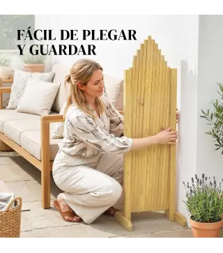 Set de 2 Paneles de Vallas de Jardín Exterior Extensibles de Madera para Decoración Terraza 180x30x103 cm Natural