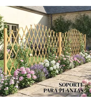 Set de 2 Paneles de Vallas de Jardín Exterior Extensibles de Madera para Decoración Terraza 180x30x103 cm Natural