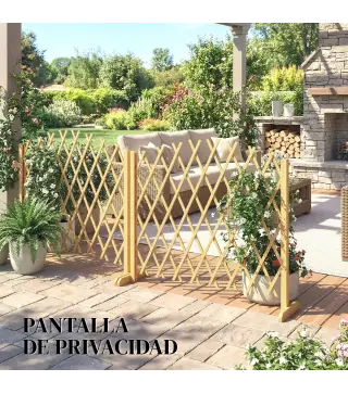 Set de 2 Paneles de Vallas de Jardín Exterior Extensibles de Madera para Decoración Terraza 180x30x103 cm Natural