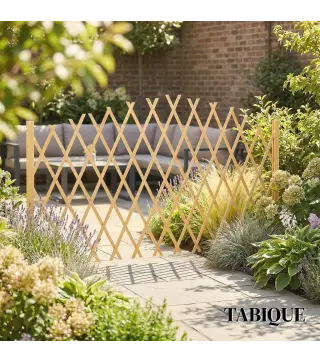 Set de 2 Paneles de Vallas de Jardín Exterior Extensibles de Madera para Decoración Terraza 180x30x103 cm Natural