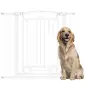 Puerta para Perros con Ancho Ajustable 76-104 cm Barrera de Seguridad para Perros con 2 Extensiones Blanco