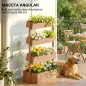 Jardinera de Madera de 4 Niveles Jardinera Elevada Exterior con Orificios de Drenaje Tela no Tejida Marrón