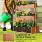 Jardinera de Madera de 4 Niveles Jardinera Elevada Exterior con Orificios de Drenaje Tela no Tejida Marrón