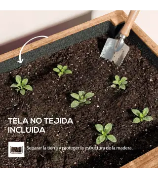 Jardinera de Madera de 4 Niveles Jardinera Elevada Exterior con Orificios de Drenaje Tela no Tejida Marrón