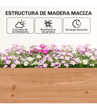 Jardinera de Madera de 4 Niveles Jardinera Elevada Exterior con Orificios de Drenaje Tela no Tejida Marrón