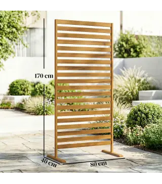 Biombo de Madera 170x80 cm Biombo Separador de Ambientes Enrejado para Exterior Jardín Patio Terraza Marrón