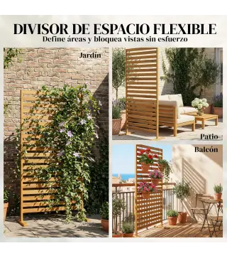 Biombo de Madera 170x80 cm Biombo Separador de Ambientes Enrejado para Exterior Jardín Patio Terraza Marrón