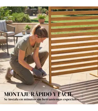 Biombo de Madera 170x80 cm Biombo Separador de Ambientes Enrejado para Exterior Jardín Patio Terraza Marrón