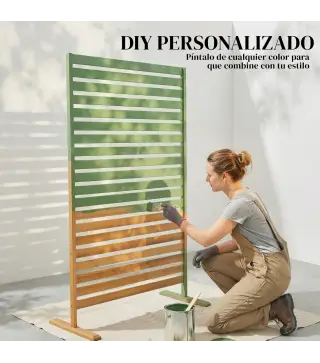 Biombo de Madera 170x80 cm Biombo Separador de Ambientes Enrejado para Exterior Jardín Patio Terraza Marrón